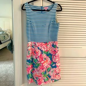 Patterned Lilly Pulitzer dress. Stretchy. Awesome for spring